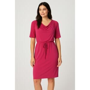 2/$30 Tiana B Cowl Neck Dress XS Women Stretch Knit Pink Spring Summer Sheath